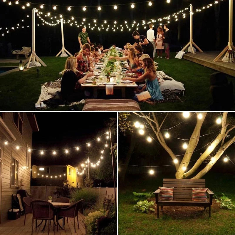 Crystal Globe Solar String Lights — Warm White, Waterproof