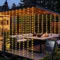Cascade Curtain Solar Lights — Warm White, Waterproof